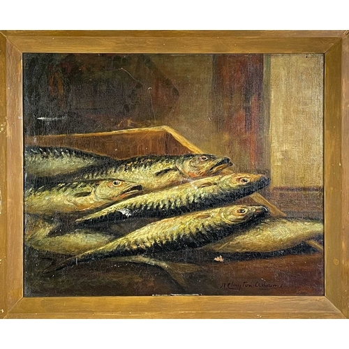 305 - Harry Clayton ADAMS (c.1876-1956) Mackerel in a crate Signed, oil on canvas, 33X40cm, framed 38X46cm... 