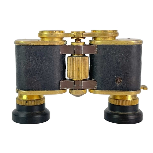 35 - Carl Zeiss Teleater 3 x 13.5 binoculars. No 470345, with leather bound gilt finish.