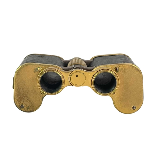 35 - Carl Zeiss Teleater 3 x 13.5 binoculars. No 470345, with leather bound gilt finish.