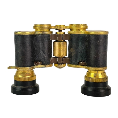 35 - Carl Zeiss Teleater 3 x 13.5 binoculars. No 470345, with leather bound gilt finish.