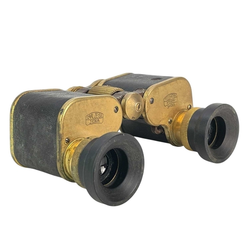 35 - Carl Zeiss Teleater 3 x 13.5 binoculars. No 470345, with leather bound gilt finish.