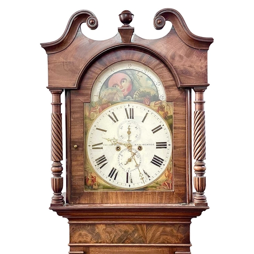 370 - A William IV eight day mahogany longcase clock. The arched moon phase dial signed Tho Richardson, Ma... 