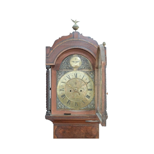 374 - A George III mahogany eight day longcase clock by Vibert, Penzance The arched brass dial with dolphi... 