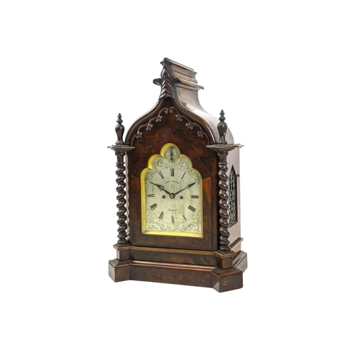 387 - An early Victorian mahogany cased mantel clock. The silvered dial signed Henry Harland, Croydon, wit... 