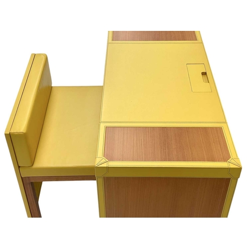 395 - ± Superyacht furnishings, a yellow leather space-saving desk with a matching upholstered chair. A co... 