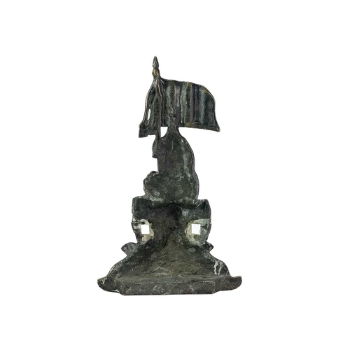 4 - A heavy Victorian brass door stop of Brittania. The figure cast in a typical pose upon the bow of a ... 