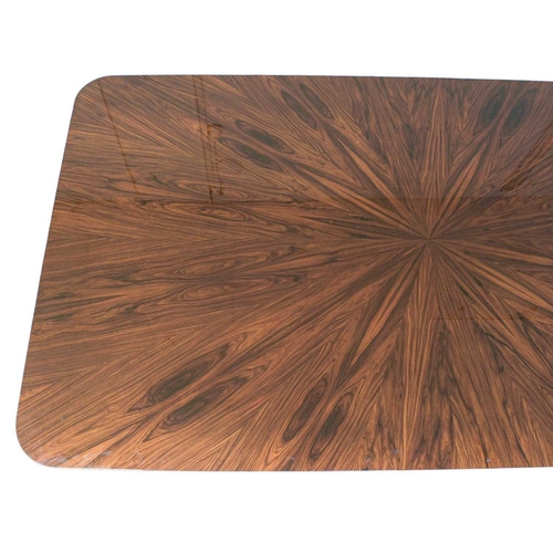 423 - ± Superyacht furnishings, a large contemporary table with chrome base. A highly laquered rosewood ve... 