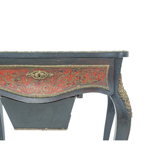 450 - A 19th century French Boulle work/dressing table. The rising top with an inset mirror and drawer wit... 