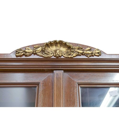 455 - A pair of French Second Empire style marble top cabinets. Circa 1900, veneered in walnut and amboyna... 