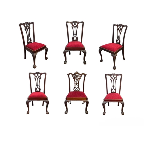 499 - A set of four Edwardian mahogany 'Chippendale' dining chairs, and two similar. With pierced vase spl... 