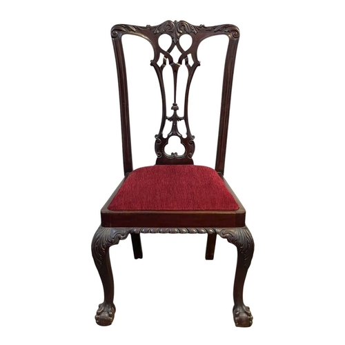 499 - A set of four Edwardian mahogany 'Chippendale' dining chairs, and two similar. With pierced vase spl... 