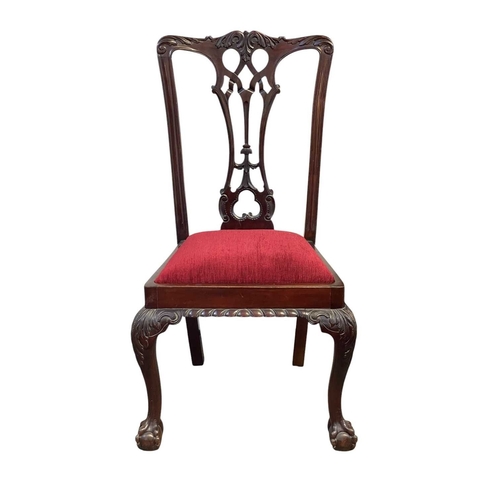 499 - A set of four Edwardian mahogany 'Chippendale' dining chairs, and two similar. With pierced vase spl... 