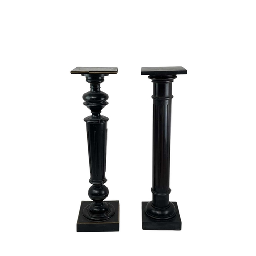 506 - A Victorian ebonised torchere. With a gilt metal mounted fluted column, on a square base, height 107... 