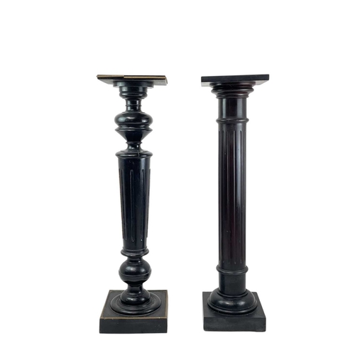 506 - A Victorian ebonised torchere. With a gilt metal mounted fluted column, on a square base, height 107... 