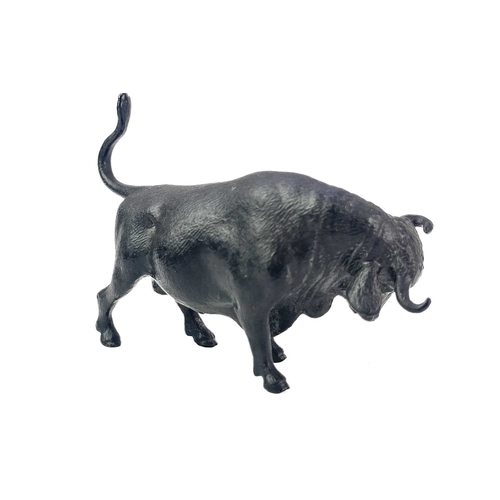 71 - A cold painted bronze figure of a bull. Length 11cm.