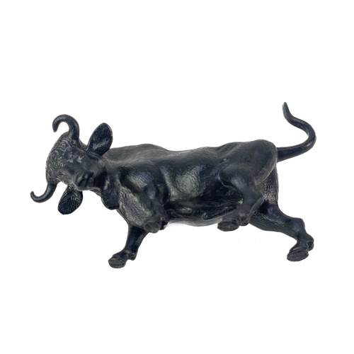 71 - A cold painted bronze figure of a bull. Length 11cm.