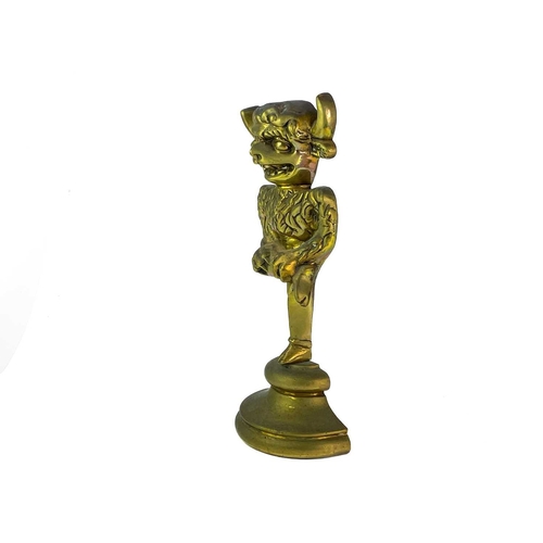 73 - A Victorian brass Lincoln imp door stop. Height 42cm.