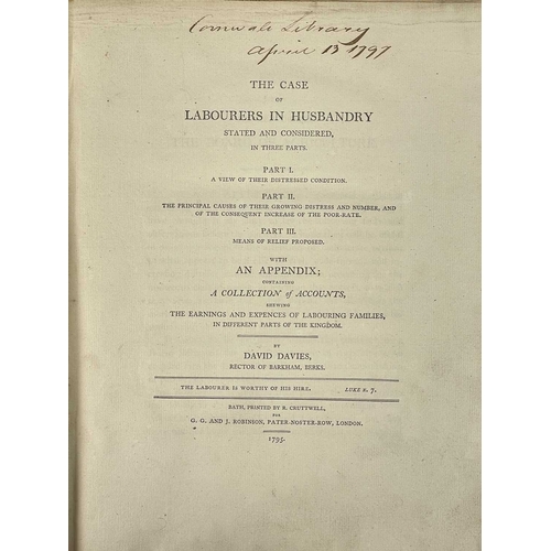 10 - (Economics) David Davies The Case of Labourers in Husbandry Stated and Considered..... First edition... 