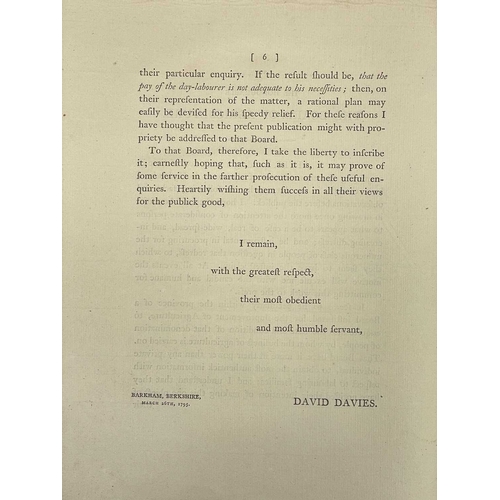 10 - (Economics) David Davies The Case of Labourers in Husbandry Stated and Considered..... First edition... 