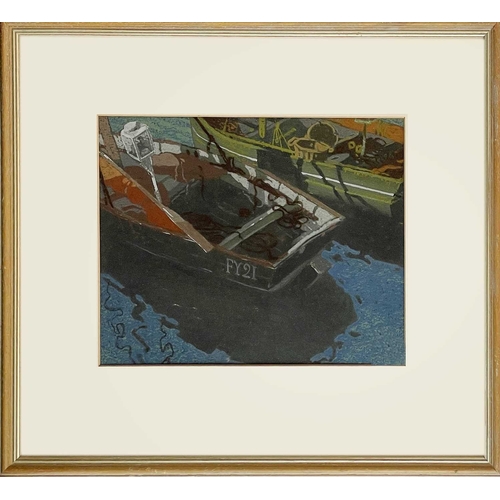 1029 - Frederick ROBERTS JOHNSON (1900-1986) FY21 Fishing Boat Pastel on card, 25cm x 31cm, 46cm x 51cm fra... 