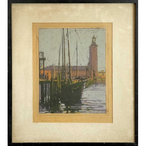 1030 - Frederick ROBERTS JOHNSON (1900-1986) Stadshuset, Stockholm City Hall Pastel on card, signed, titled... 