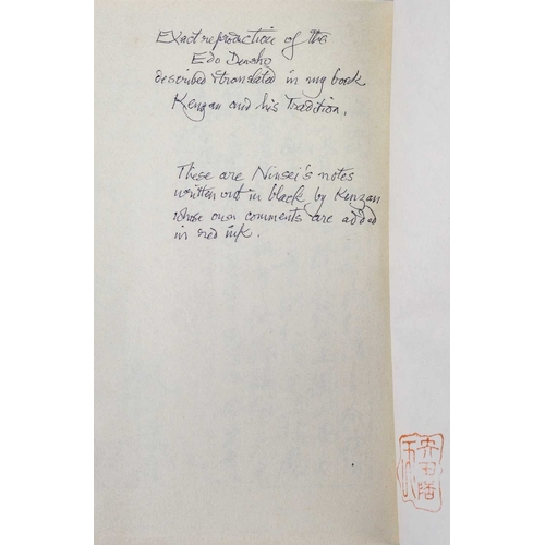 11 - (Signed and Inscribed) Bernard Leach Kenzan's Edo Densho (1964 facsimile edition), string bound with... 