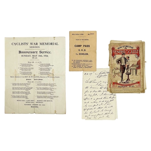 116 - (Boxing) Miller boxing family ephemera Residual boxing, employment and war service memorabilia of th... 