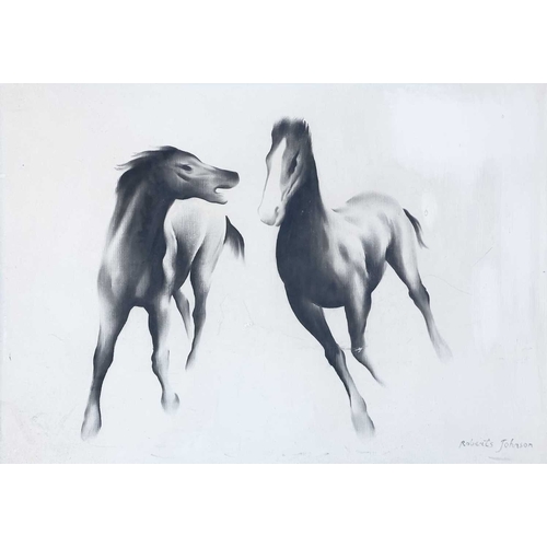 1219 - Frederick ROBERTS JOHNSON (1900-1986) Prancing Foals Pastel on board, signed, 57cm x 83cm, 69cm x 94... 