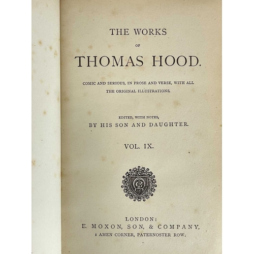 126 - The Works Of Thomas Hood Ten volume set Published by E Moxon, Son, & Co 1869 Ten volumes, bound in b... 