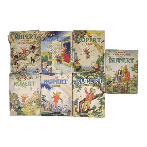 131 - (Children's Books) Rupert the Bear Various annuals Five volumes 1944, 1945, 1946, 1947, 1948, pictor... 