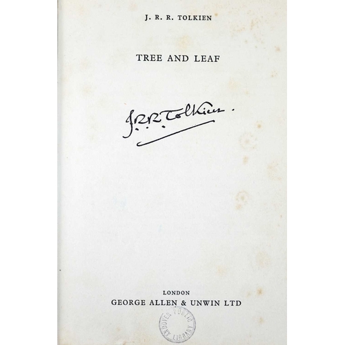 133 - J. R. R. Tolkien Tree and Leaf First edition, facsimile signature to title page, ex libris Andover P... 