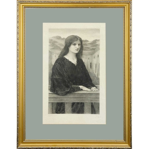 15 - Emile Boilvin after Edward Coley BURNE-JONES (1833-1898) Vespertina Quies Etching on vellum, signed ... 