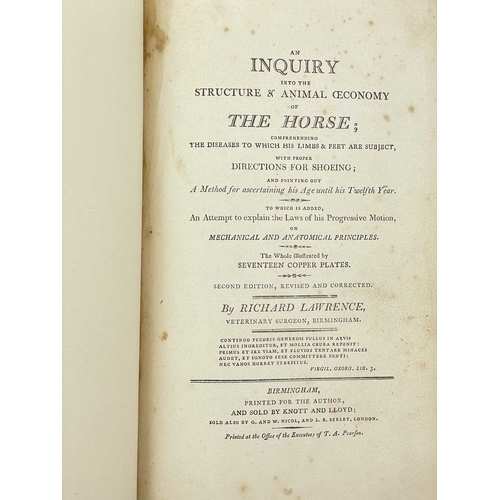 154 - Richard Lawrence ‘Inquiry Into the Structure & Animal Oeconomy of the Horse’ Second edition revised ... 