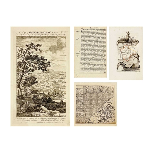 170 - Nine early maps George Bickham (Snr & Jnr). 'A Map of Glocester Shire,' engraved perspective with ca... 