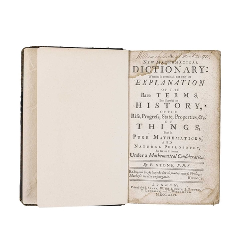 171 - E. Stone A New Mathematical Dictionary First edition, full embossed calf rebacked, contemporary ink ... 