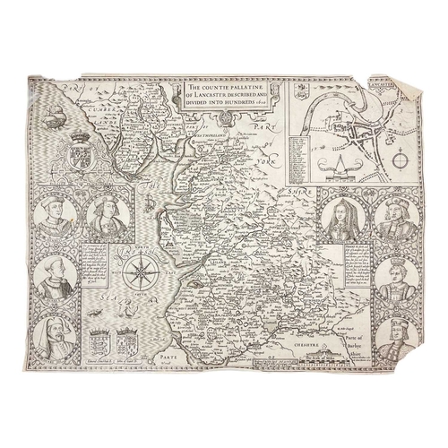 177 - John Speed (1551/2–1629) Five copper engraved maps 'The Countie Pallatine of Lancaster Described and... 