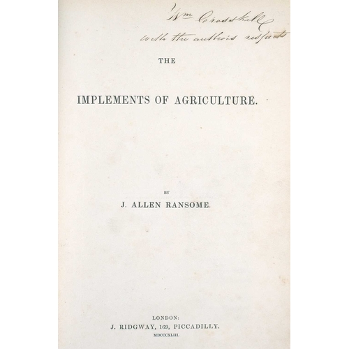 193 - (Signed and inscribed) J. Allen Ransome The Implements of Agriculture Signed to title page Wm Crassk... 