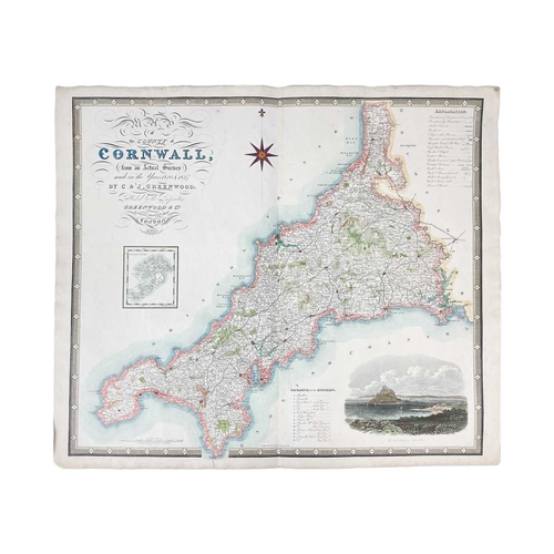 214 - (Cornwall) C. &. J. Greenwood Map of the County of Cornwall, from an Actual Survey made in the Years... 