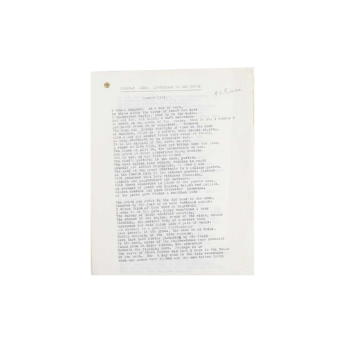 235 - (Signed Typescript) A. L. Rowse Polmear Mine: Invocation to the House Pp.6, printed to rectos, signe... 