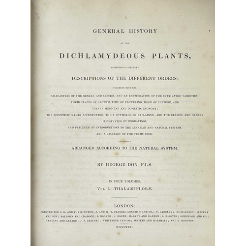 266 - (Botany) George Don A General History of Dichlamydeous Plants, Four volumes, contemporary half calf ... 