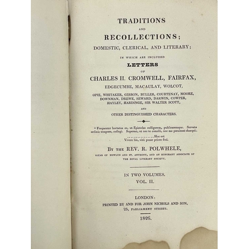 275 - Richard Polwhele Traditions and Recollections; Domestic, Clerical, and Literary; In Which are Includ... 