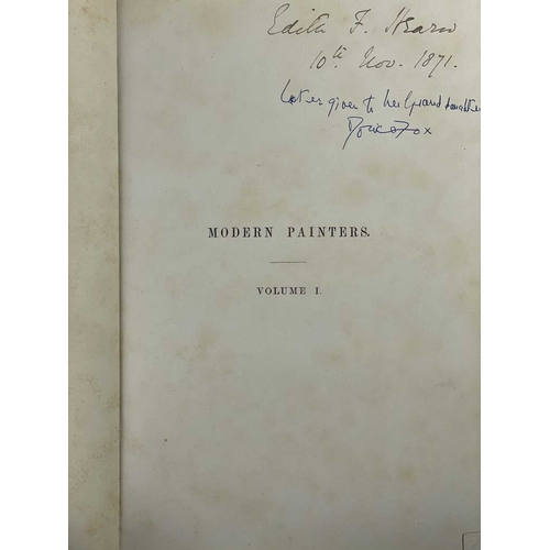 291 - (Bindings) John Ruskin Modern Painters Five volumes, vol I seventh edition, vol II fifth edition, vo... 