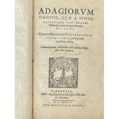 365 - Erasmus (Desiderius) Adagiorum omnium, quae a Junio, caeterisque, post Erasmi Chiliadas, in lucem pr... 