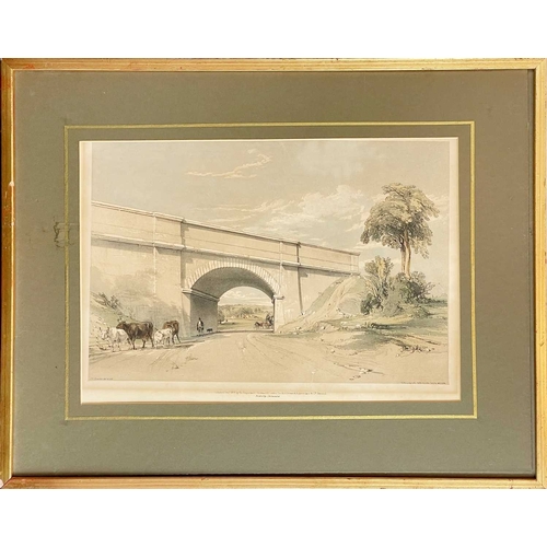 439 - (Railway) John Bourne Seven framed colour & B+W lithographs Including Bristol Goods Shed, Bridge of ... 