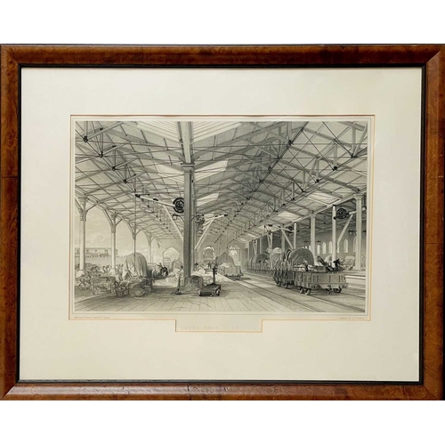 439 - (Railway) John Bourne Seven framed colour & B+W lithographs Including Bristol Goods Shed, Bridge of ... 