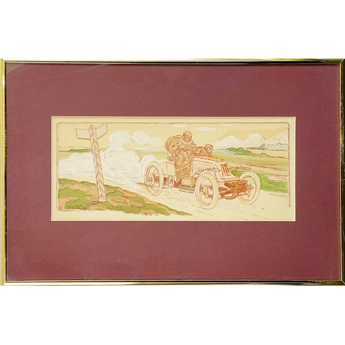 442 - Ernest Montaut Les Dix Ans de Courses 1895 – 1905 Five motor racing colour lithographs, frames measu... 