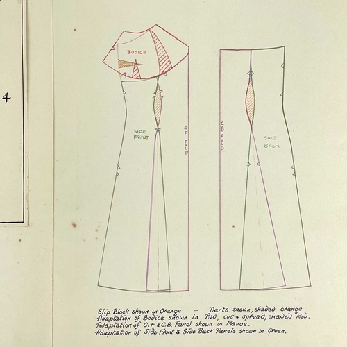 467 - Mrs E. E. Munro Advanced Needlework Course Eight card folios, hand drawn coloured garments to front ... 