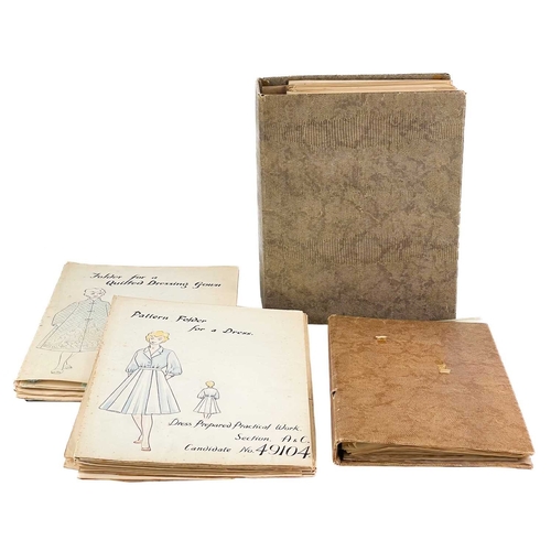 467 - Mrs E. E. Munro Advanced Needlework Course Eight card folios, hand drawn coloured garments to front ... 