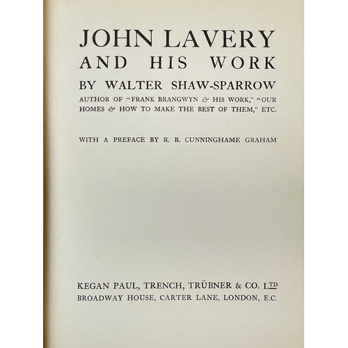 496 - (Art Interest) Three works Walter Shaw-Sparrow. 'John Lavery and His Work,' original cloth, small ni... 