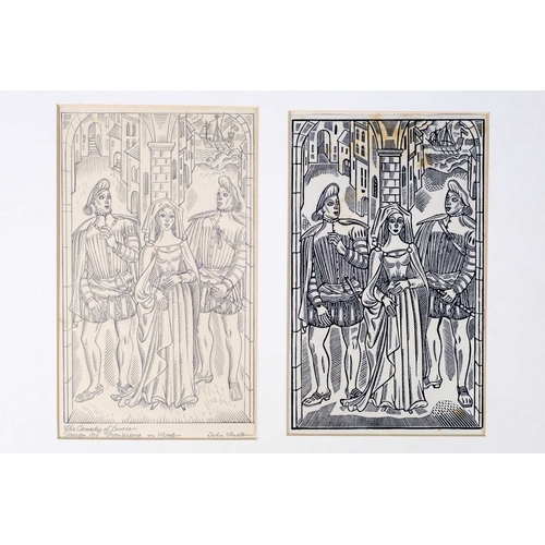 507 - John Archibald Austen (1886-1948) Original Pencil Drawing & Three Wood-Cuts Frontispiece of Shakespe... 